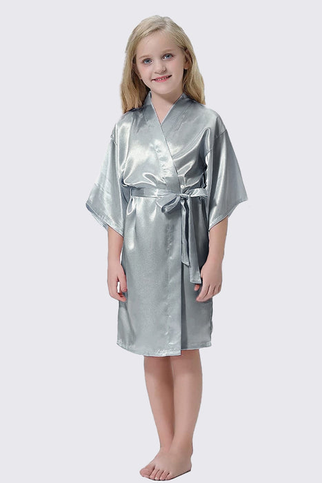 Kid Satin Plain Robe White Kimono Kid's Robe