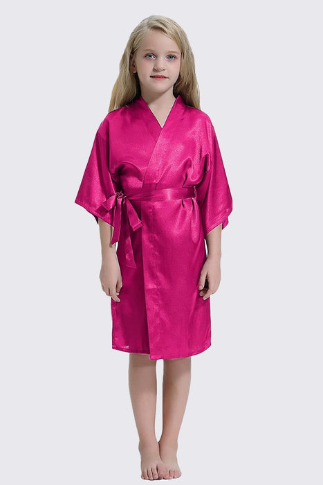 Champagne Kid Satin Plain Robe Kimono Kid's Robe