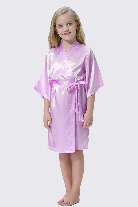 Kid Satin Plain Robe White Kimono Kid's Robe