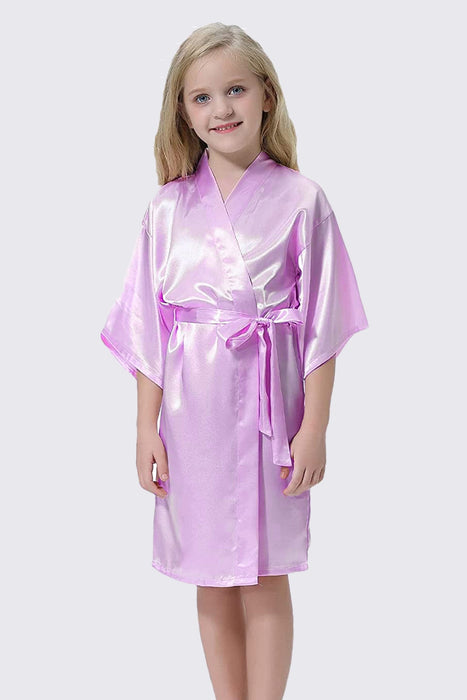 Kid Satin Plain Robe White Kimono Kid's Robe