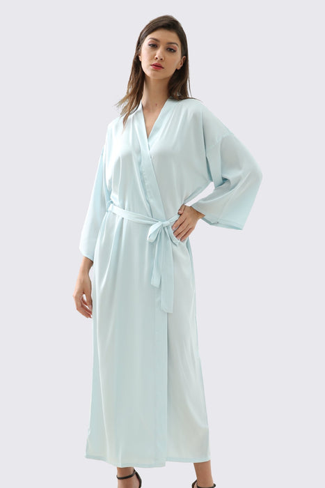 Champagne Sleepwear Long Satin Robe Full Length For Wedding