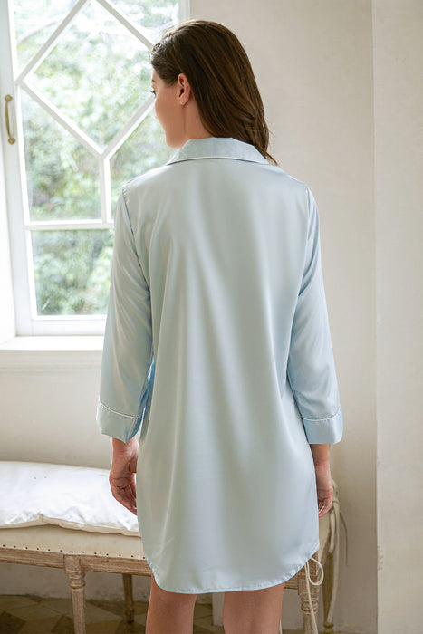 Satin Shirt Knee Length For Women Sleepwear