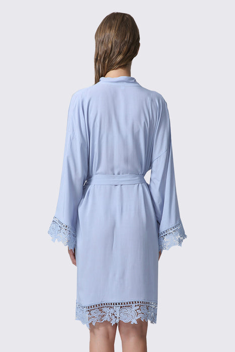 Rayon Cotton Floral Lace Robe For Women Bridal Robe