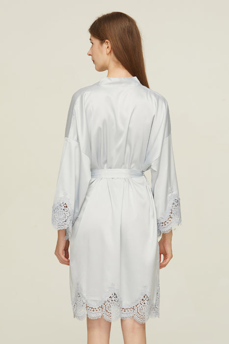 Short Satin Lace Robe Bridesmaid Robe Women Sleepwear