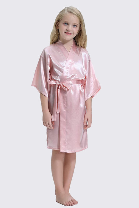 Kid Satin Plain Robe White Kimono Kid's Robe