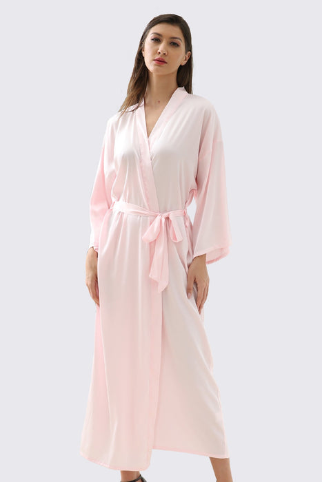 Champagne Sleepwear Long Satin Robe Full Length For Wedding