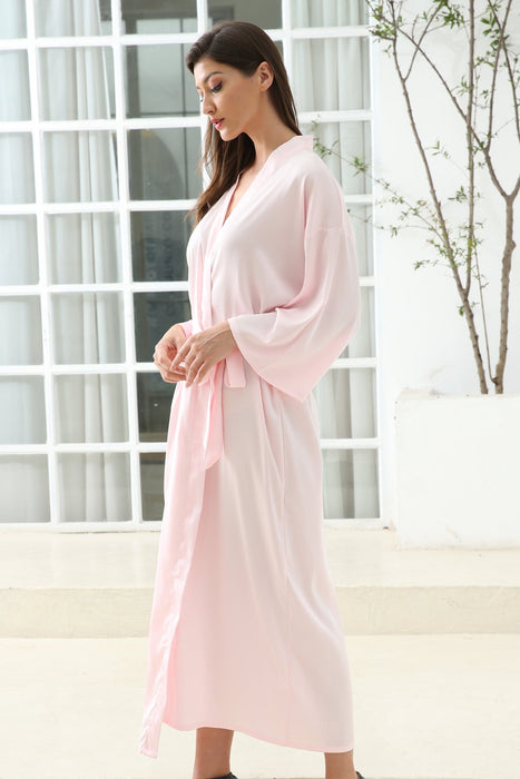 Champagne Sleepwear Long Satin Robe Full Length For Wedding