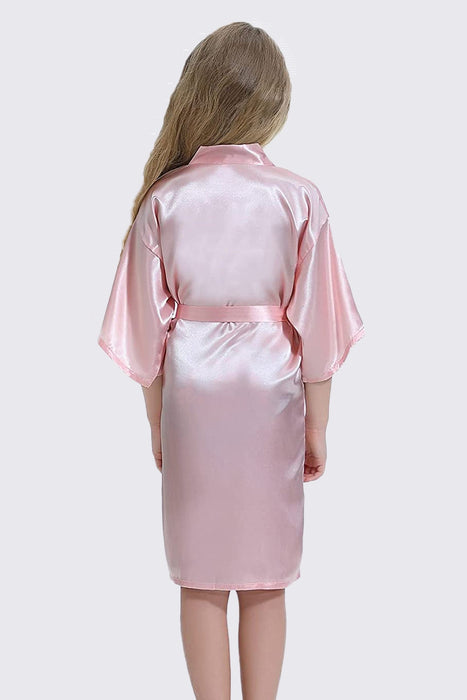 Champagne Kid Satin Plain Robe Kimono Kid's Robe