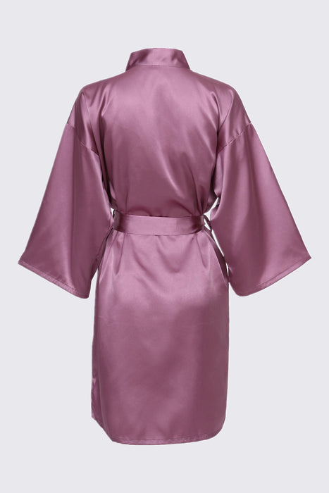 Coral Bridesmaid Satin Robe Short Length For Women