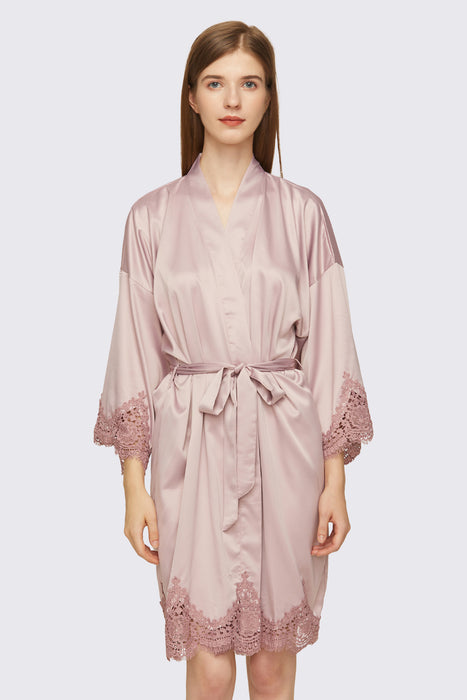 Short Satin Lace Robe Bridesmaid Robe Women Sleepwear