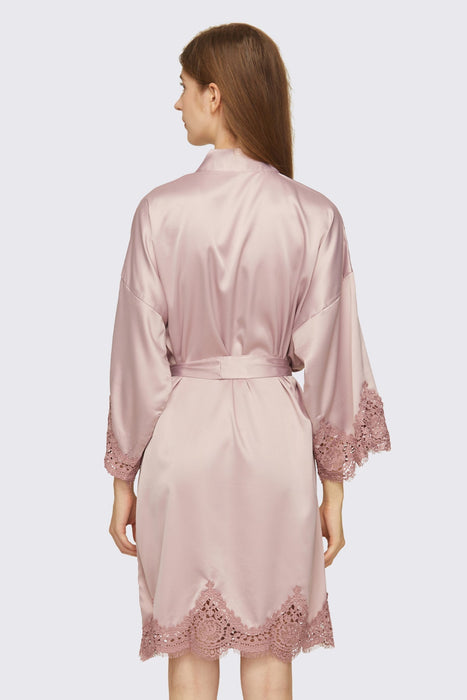 Light pink Short Satin Lace Robe Bridesmaid Robe Women Sleepwear