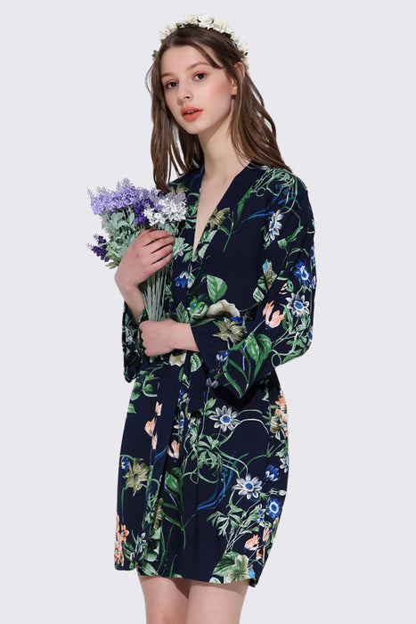 Rayon Cotton Women Robe Floral Design Dress