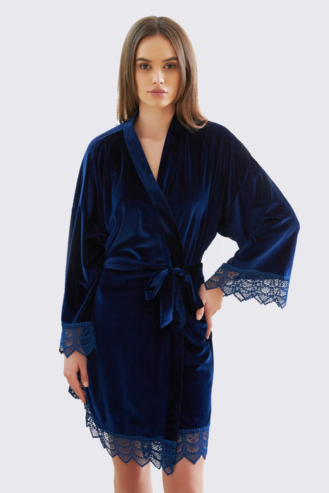 Velvet Short Lace Robe Black Robe For Women