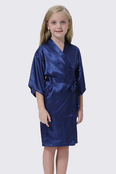 Champagne Kid Satin Plain Robe Kimono Kid's Robe