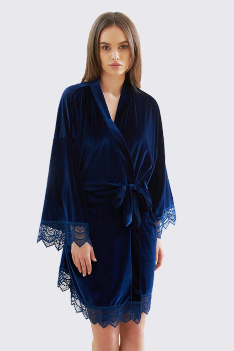 Velvet Short Lace Robe Black Robe For Women