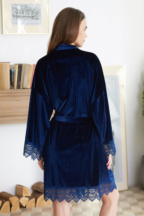 Velvet Short Lace Robe Black Robe For Women