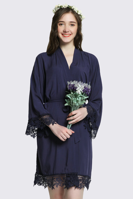 Rayon Cotton Floral Lace Robe For Women Bridal Robe