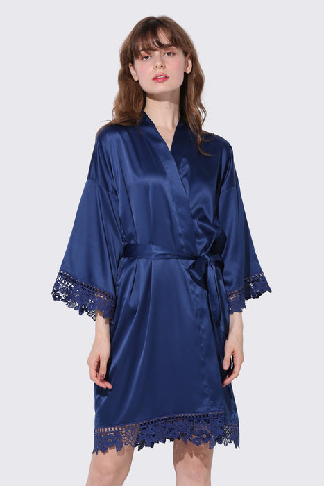 Bridesmaid Floral Lace Robe Bathrobe For Women Plain Color