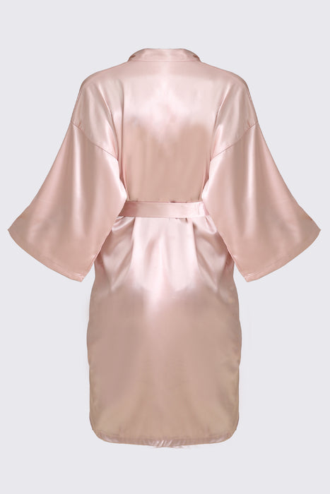 Coral Bridesmaid Satin Robe Short Length For Women