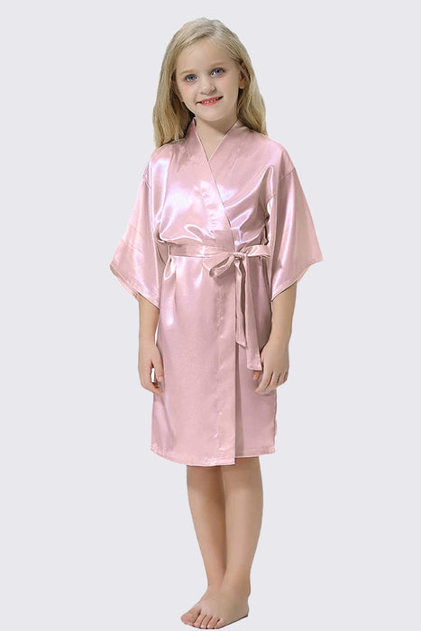 Kid Satin Plain Robe White Kimono Kid's Robe