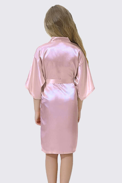 Champagne Kid Satin Plain Robe Kimono Kid's Robe