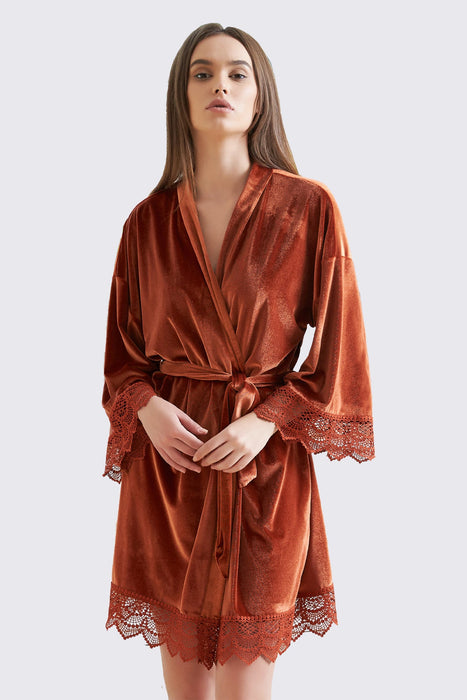 Velvet Short Lace Robe Black Robe For Women