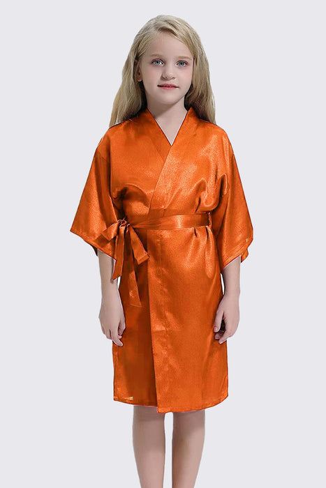 Kid Satin Plain Robe White Kimono Kid's Robe