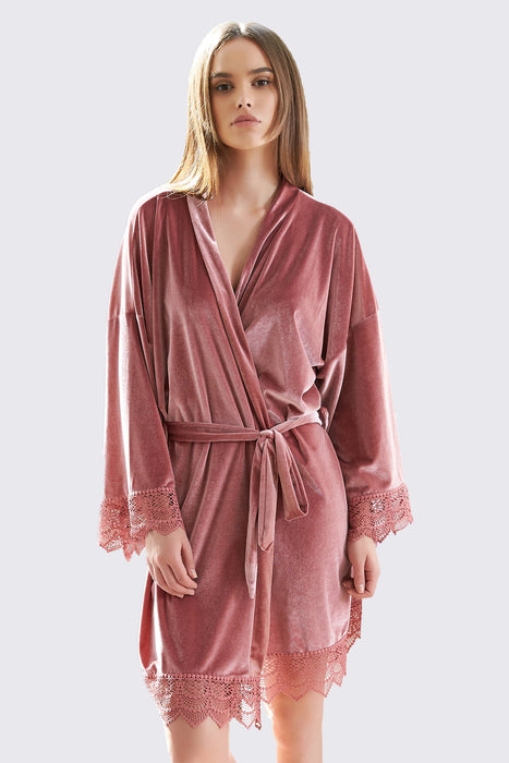 Velvet Short Lace Robe Black Robe For Women