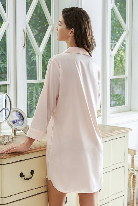 Satin Shirt Knee Length For Women Sleepwear