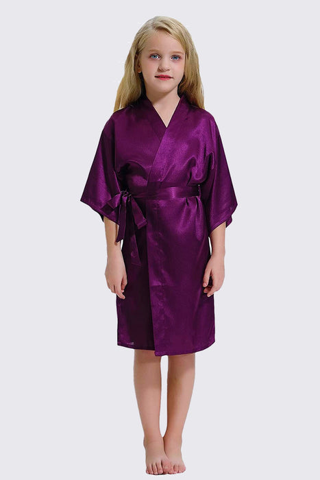 Kid Satin Plain Robe White Kimono Kid's Robe