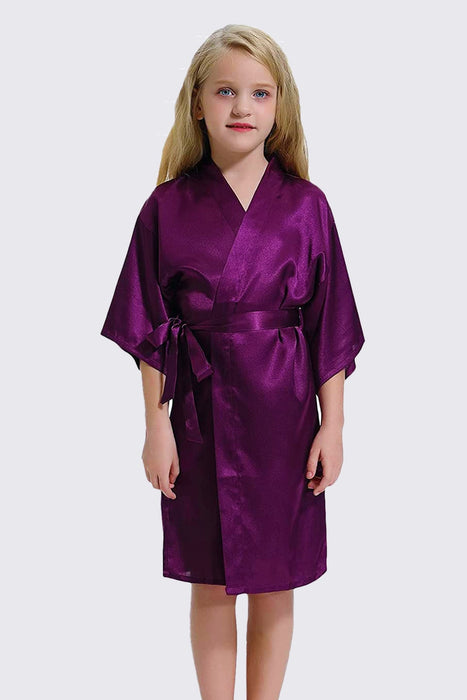 Champagne Kid Satin Plain Robe Kimono Kid's Robe