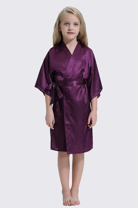 Kid Satin Plain Robe White Kimono Kid's Robe