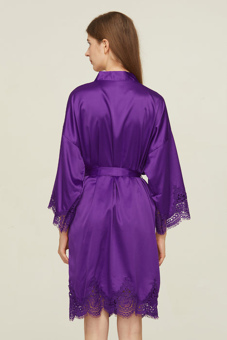 Short Satin Lace Robe Bridesmaid Robe Women Sleepwear