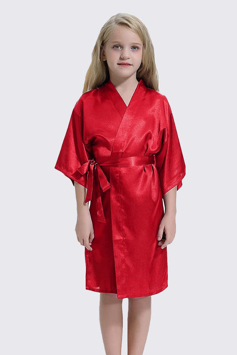 Kid Satin Plain Robe White Kimono Kid's Robe