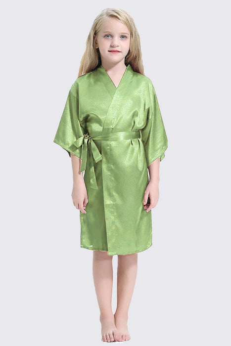 Kid Satin Plain Robe White Kimono Kid's Robe