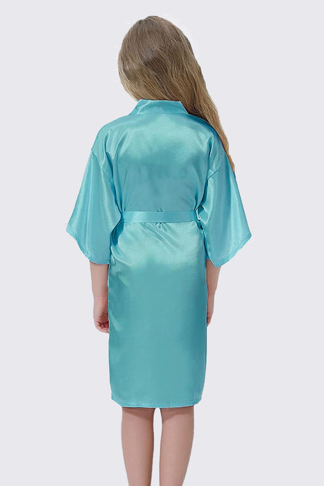 Champagne Kid Satin Plain Robe Kimono Kid's Robe