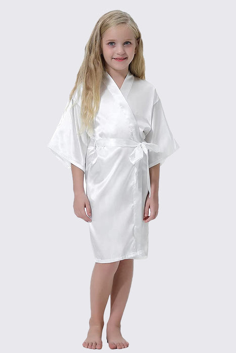 Champagne Kid Satin Plain Robe Kimono Kid's Robe