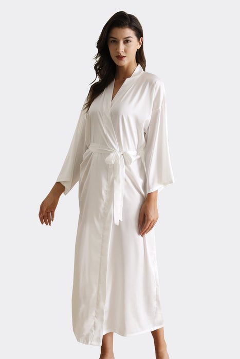 Champagne Sleepwear Long Satin Robe Full Length For Wedding