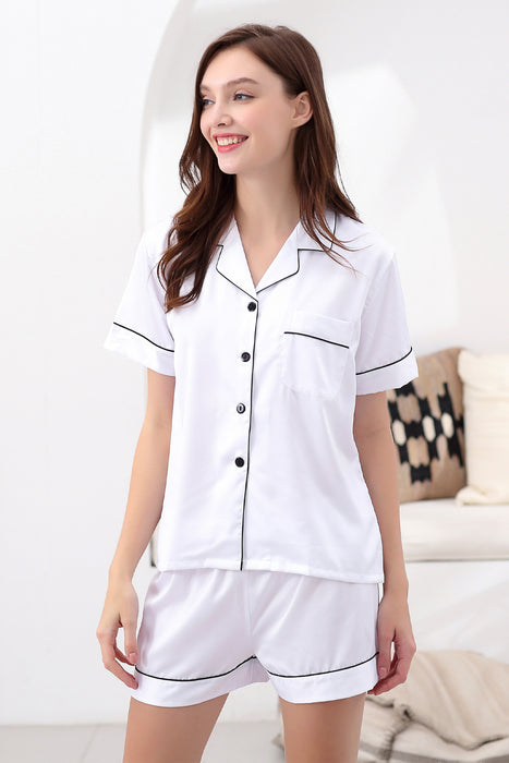 Women Short Satin Solid Pajama Set With Shorts