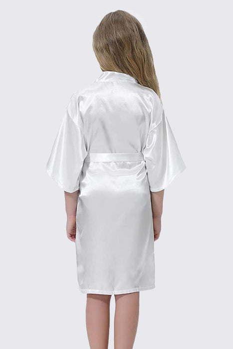 Kid Satin Plain Robe White Kimono Kid's Robe