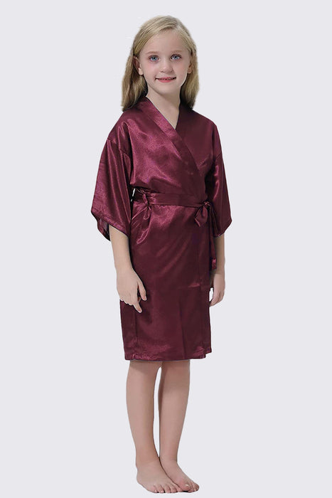 Kid Satin Plain Robe White Kimono Kid's Robe