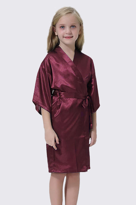 Champagne Kid Satin Plain Robe Kimono Kid's Robe